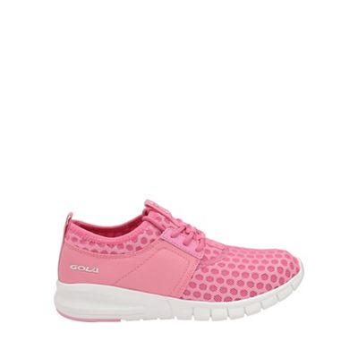 Pink/white 'Salinas' ladies lace up trainers